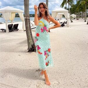 Mestiza New York Maria Crochet Floral Midi Dress NWT